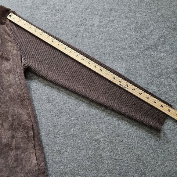 Pendleton Brown Suede Wool Jacket Womens L Tall Leather Full Zip Pockets Cottage - Picture 5 of 15